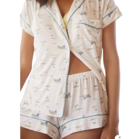 EBERJEY Gisele Printed 2-Piece Tencel Shortie Short PJ Set - Large EUC